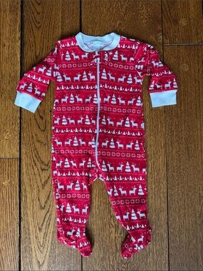 Kissy kissy Christmas holiday footie 3-6 mos